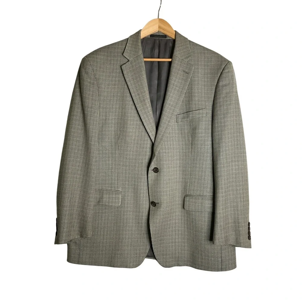 Ralph Lauren Blazer Sports Coat 2 Button Silk Wool Houndstooth Academia Classic